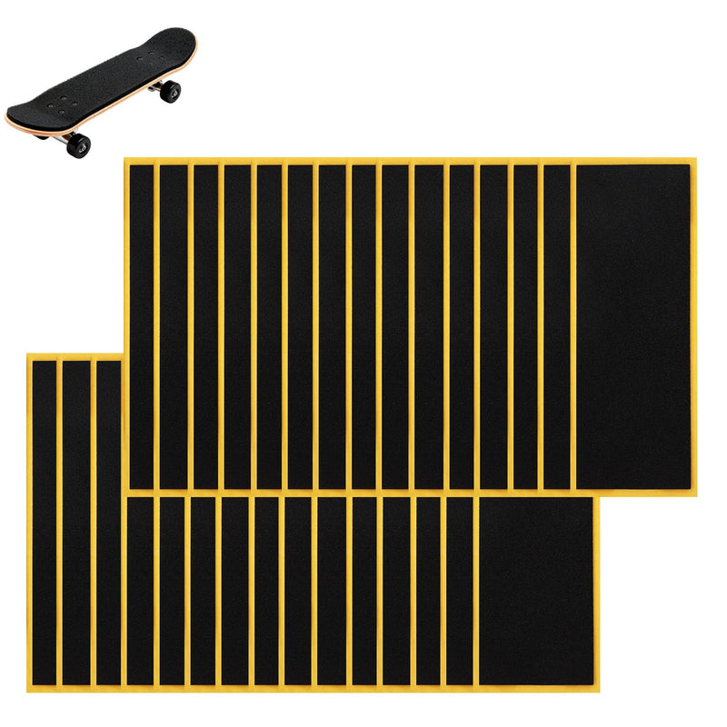 Penitue 30pcs PRO Fingerboard Grip Tape, 11x3.8cm/4.33x1.5in Foam Anti-Slip Sandpaper Skate Board Stickers with Strong Adhesive Backing for Finger Board Skateboard Games & Tricks (Black)