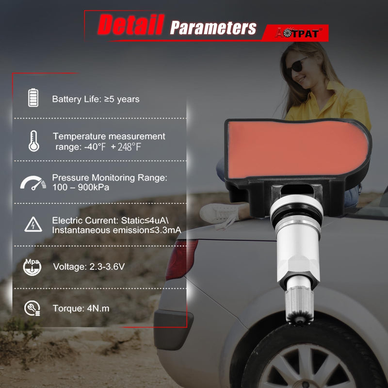 Pre-Programmed TPMS Sensor Fits for:-Mercedes-for:-Benz B250 C230 C300 E300 C350 CL600 CL63 AMG CL65 AMG CLK350 for:-Smart Fortwo, 433Mhz Tire Pressure Monitoring Sensor OE#A0009050030(4Pcs)
