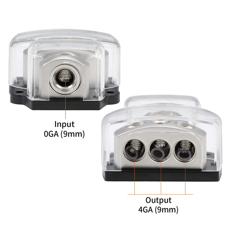 [Australia - AusPower] - 3 Way Power Distribution Block, 1x 0 Gauge in / 3X 4 Gauge Out Amp Power Distribution Ground Distributor Connecting Block for Car Amplifier Audio Splitter 2 Pack 
