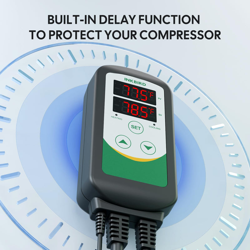[Australia - AusPower] - Inkbird 2025 Updated Temperature Controller, Reptile Thermostat ITC-308 Digital Heating and Cooling Temp Controller for Attic Fan, Carboy, Freezer, Grow Tent 