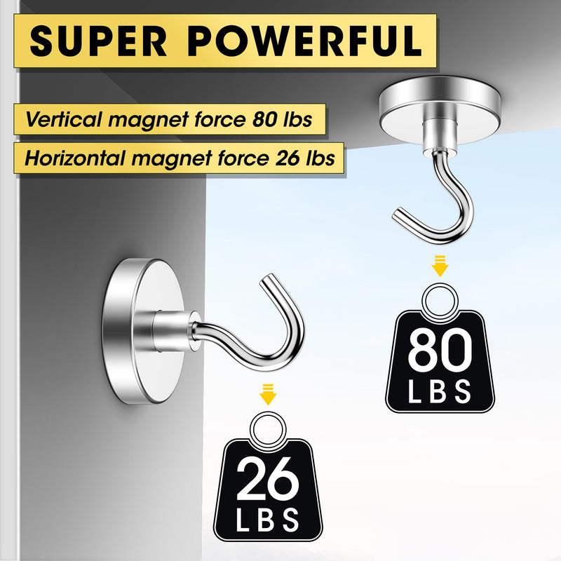 [Australia - AusPower] - VNDUEEY Magnetic Hooks, 80 Lbs Heavy Duty Magnet Hooks Cruise for Hanging, Super Strong Magnetic Hooks for Cruise Cabin, Refrigerator, Classroom, Magnetic Metal Hooks for Grill (Silver, Pack of 10) Silver 