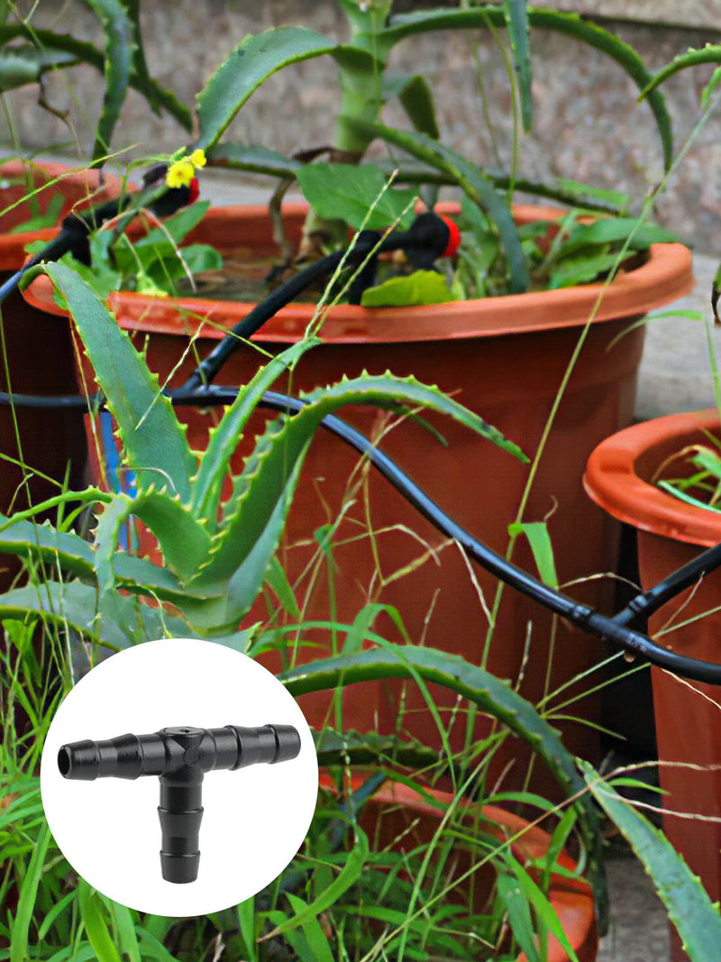 [Australia - AusPower] - 100pcs 1/4" Universal Barbed Tee Fittings, Kalolary Barbed Connectors Drip Irrigation for 1/4 Inch Water Hose Connectors 4mm/7mm Water Tube Drip Irrigation Watering System 100pieces 