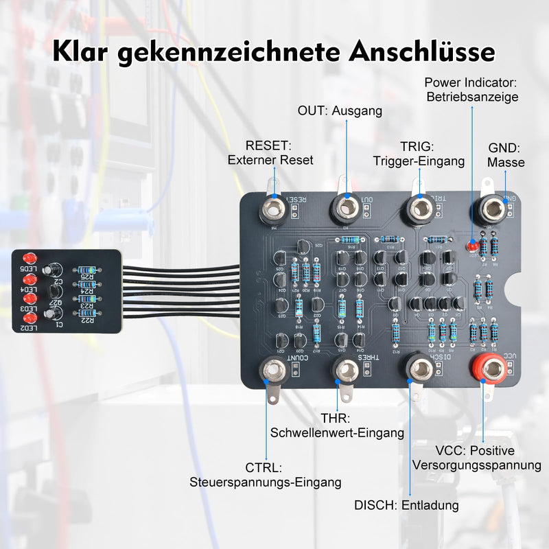NE555 Timer Soldering Kit for Beginners, BANRIA DIY Soldering Exercise Set with Through Plug-In Components, Breathing LED Circuit, Timer Module, Soldering Exercise Board for School Electronics | DIY Löten Übungsset mit Durchsteckbauteilen, Atmender LED...