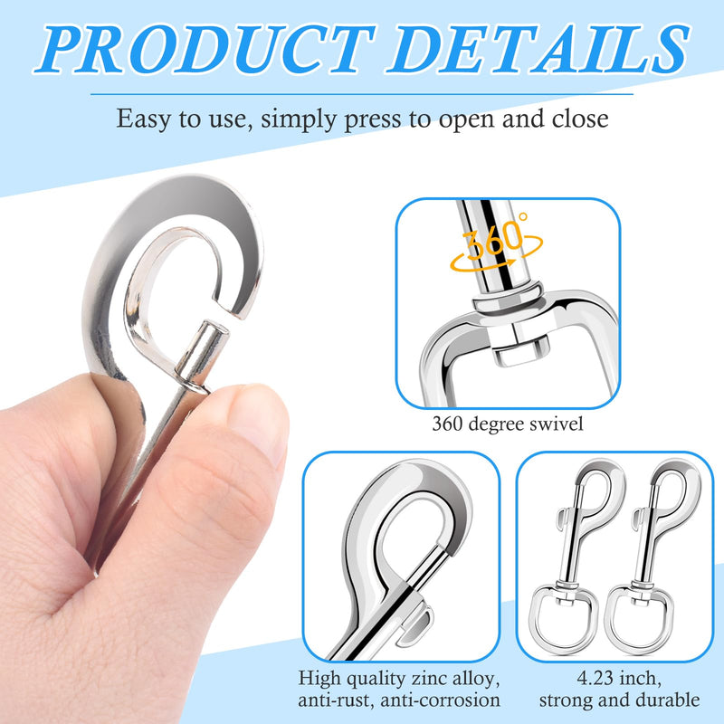 [Australia - AusPower] - ERKOON Extra Large 4.23 Inch Swivel Eye Bolt Snap Hooks 220Lbs Load Capacity Zinc Alloy Single Ended Flag Clips Heavy Duty Trigger Bolt Hooks (2 Pack) 2 Pack 