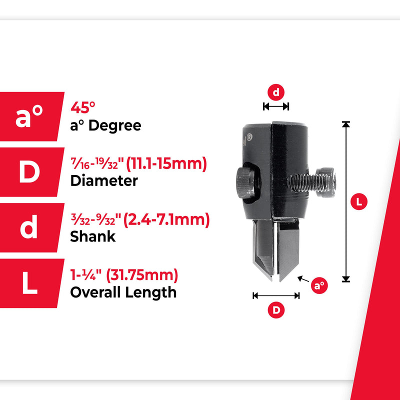 Amana Tool Di-Count Adjustable Countersink for Drills, 20200, 3/32-9/32 Shank for Wood Screws 2-18