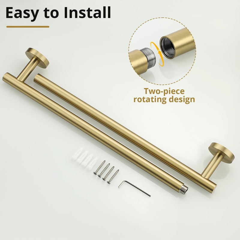 SAYAYO Towel Racks for Bathroom, 31.5 Inch Towel Bar Brushed Gold, Towel Rod Wall Mount, SUS304 Stainless Steel Towel Holder (29 Inch Total Length) 31.5" (29" Hanging Length)