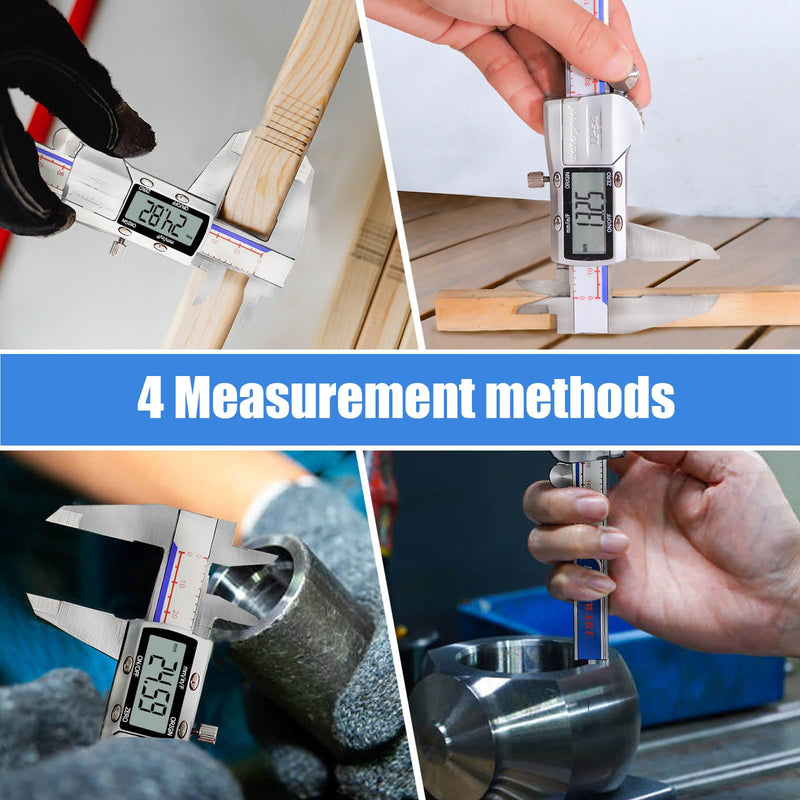 [Australia - AusPower] - Digital Caliper Measuring Tool, IP54 Waterproof Electronic Digital Micrometer Caliper, Stainlee Steel Vernier Caliper with Large LCD Screen, Inch Metric Conversion, 6 Inch for Household/DIY MBF4-1 
