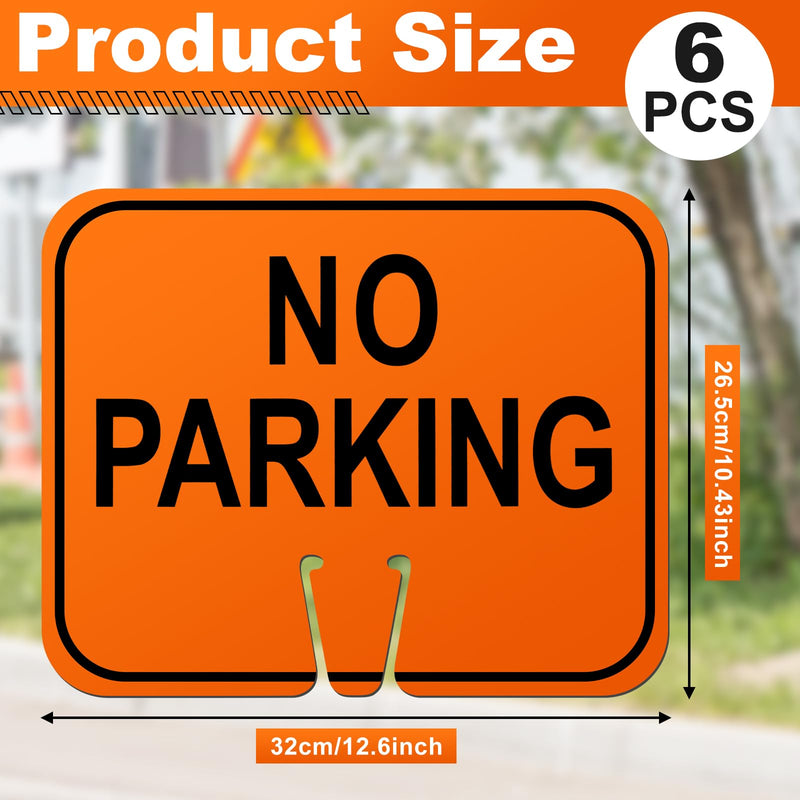 Geetery 6 Pcs Traffic No Parking Signs 12.6 x 10.4 Inch Orange Detour Signs Cone Top Traffic Road Warning Directional for Barricade Outdoor Construction
