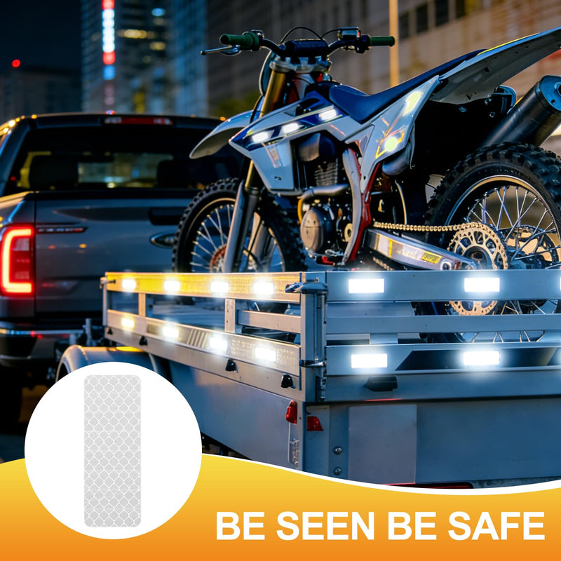 PATIKIL Reflective Stickers (Rectangle, White) (50 Pcs) High Visibility Safety Reflective Tape Adhesive Waterproof Warning Strips for Car/Motorcycle/Helmet/Trailer Truck Rectangle