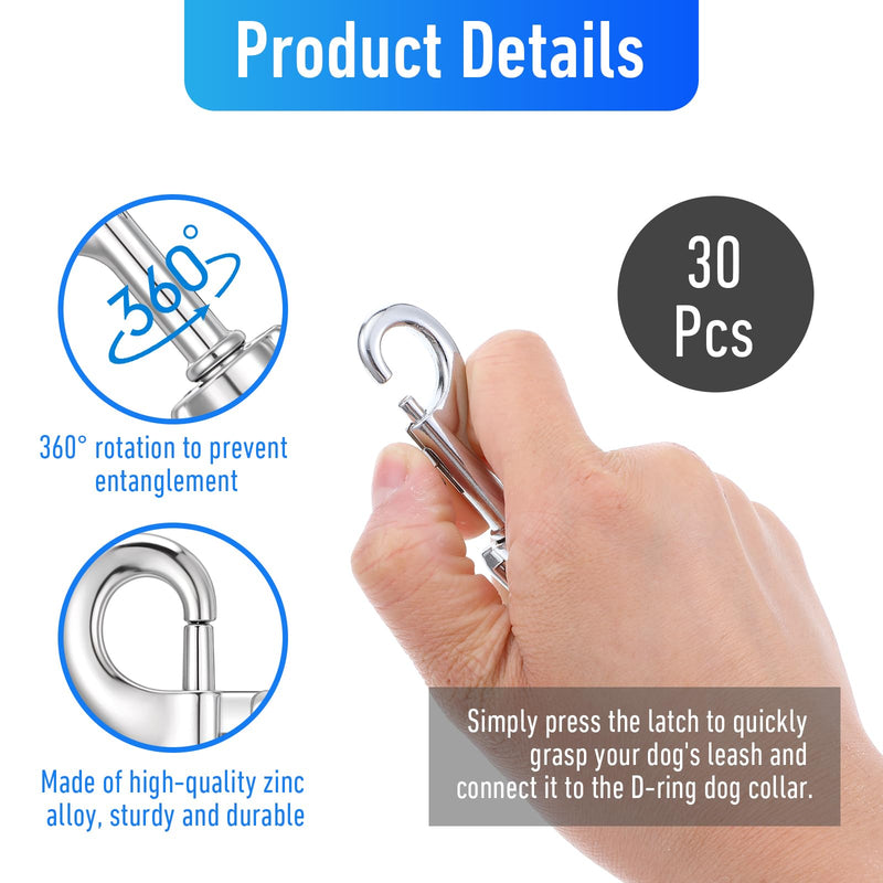 [Australia - AusPower] - 30 Pcs Swivel Snap Hooks for Dog Leash, 2.8" Heavy Duty Dog Leash Clips, Pet Buckle Trigger Clip Clasp Single Ended Swivel Clip Multipurpose Bolt Snap for Keychain Camera Strap Flag Hooks Clasp 