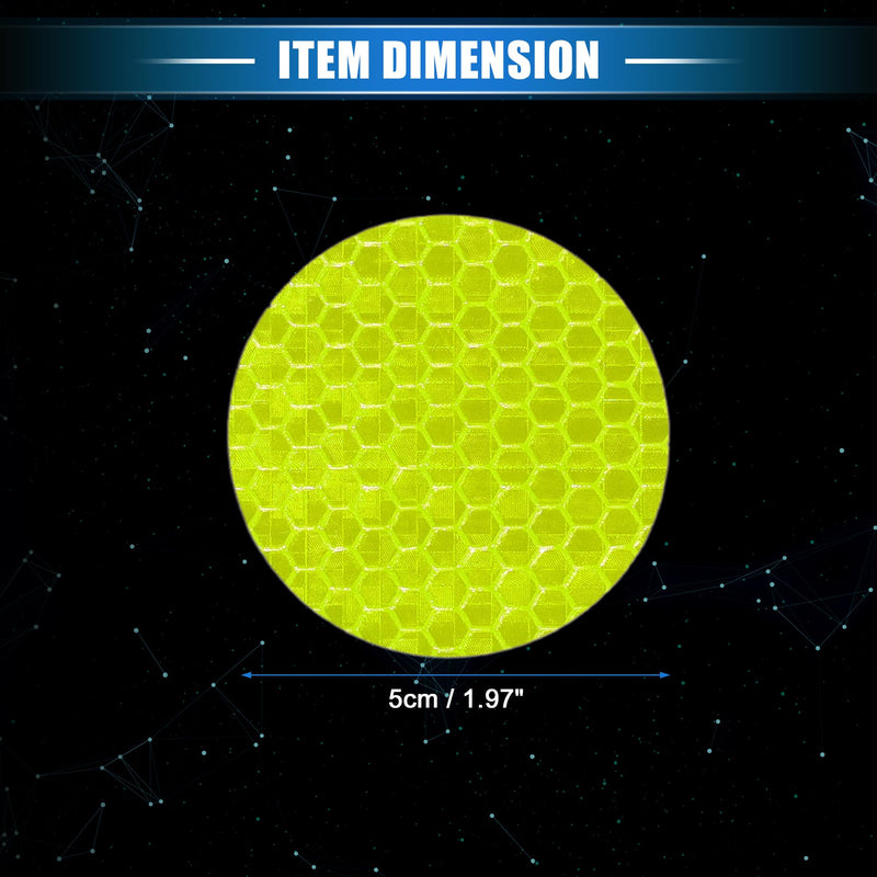 20 Pcs Reflective Stickers, 1.97" OD Round Shape Safety Tape Reflector Universal for Cars Trucks Trailers Waterproof PET Fluorescent Yellow Green