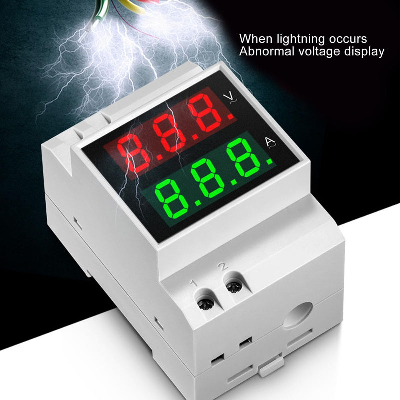 SEAFRONT AC DIN Rail Meter 80-300V 0-99.9A DIN Rail Installation Digital AC Voltmeter Ammeter, Single-Phase Energy Meter with LED