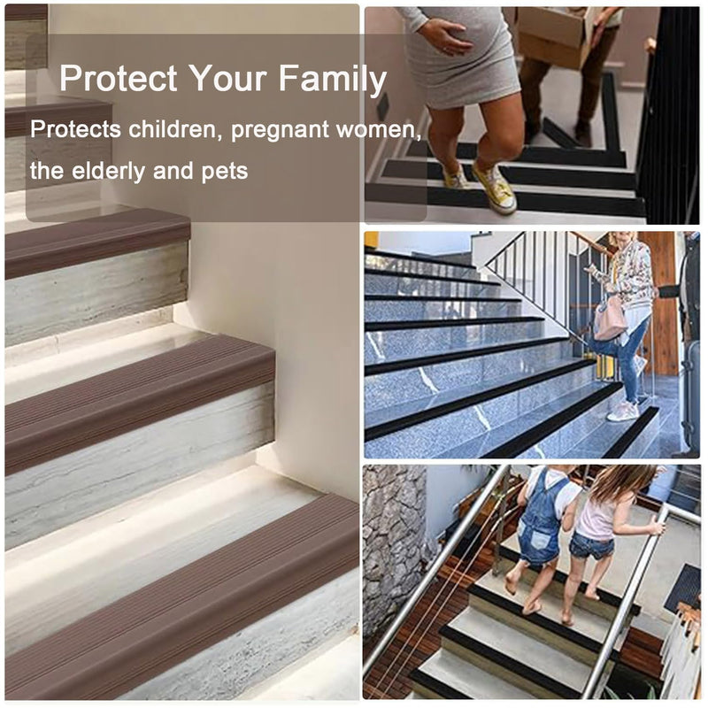 Stair Nosing 10ft Anti-Slip Stair Edge Protector Stair Nose Molding Trim Vinyl Rubber,Waterproof Self Adhesive Stair Edging Staircases for Outdoor & Indoo Yellow 1