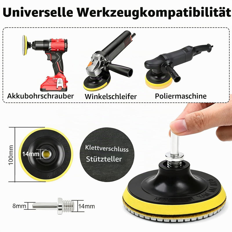 16 pieces diamond polishing discs, marble polishing set, 125 mm including M14 backing pad adapter 50-10000 grit, sanding pads suitable for granite, stone, concrete, tiles grinding