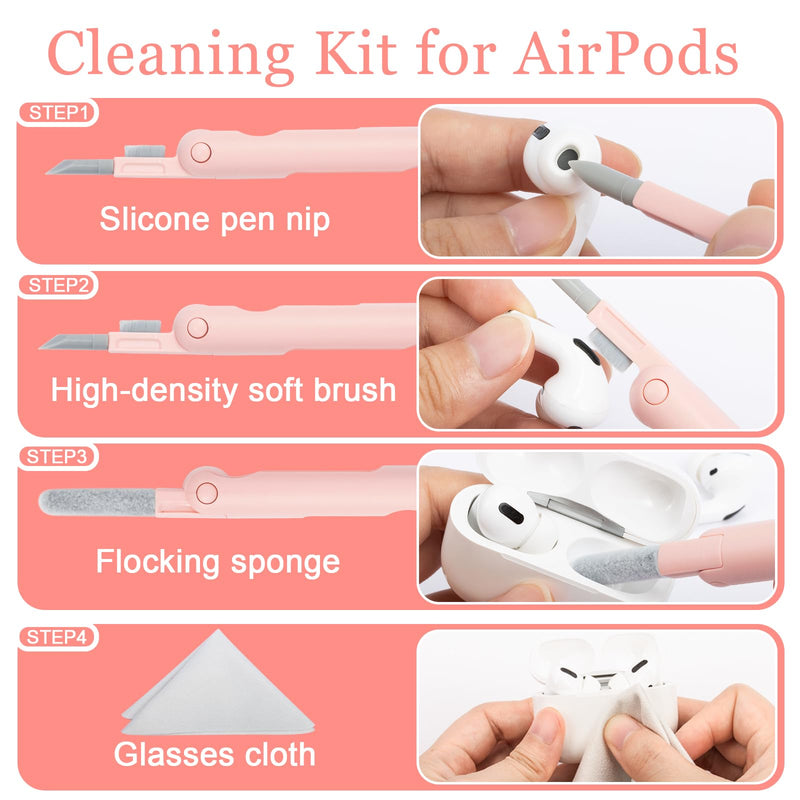 [Australia - AusPower] - walrfid Laptop Keyboard Earbud Screen Cleaner Sprayer Kit for Airpods Pro MacBook iPad iPhone iPod, Electronics Airpod Cleaning Pen Brush Tool for PC TV Phone Computer Screens Cleaners Spray Pink 