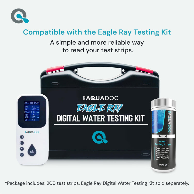 [Australia - AusPower] - AquaDoc 7-in-1 Spa & Hot Tub Test Strips - 200 Pool Test Strips for pH, Chlorine, Hardness, Bromine, Cyanuric Acid, Alkalinity 