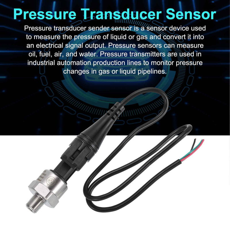 MECCANIXITY Pressure Transducer Sender Sensor with Connector, 1/8" NPT 5 PSI Stainless Steel Pressure Transmitter for Oil Fuel Water Air