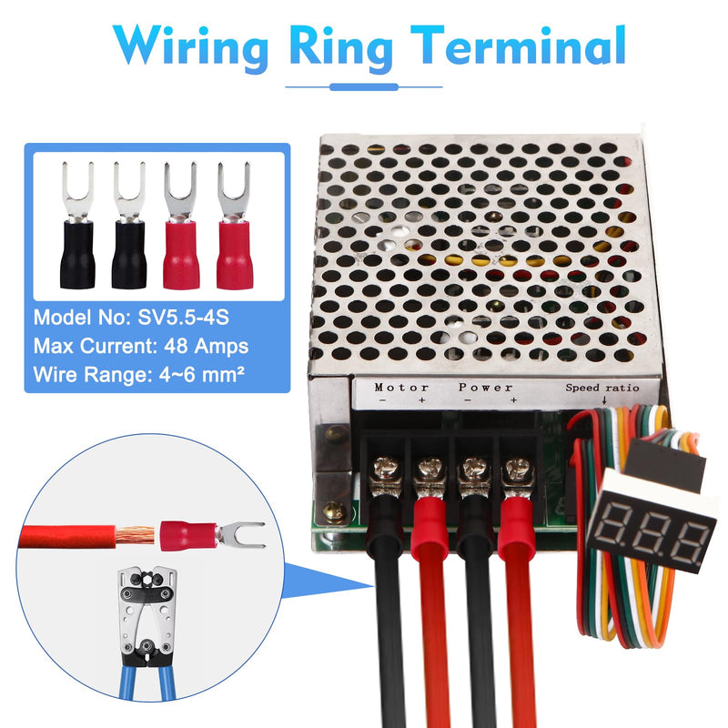 [Australia - AusPower] - PWM DC Motor Speed Controller, DC 10-55VRated 40A/Max 60A, LED Display Stepless DC Motor Speed Controller with Adjustable Potentiometer and Forward-Brake-Reverse Switch Standard 10-55V/60A 