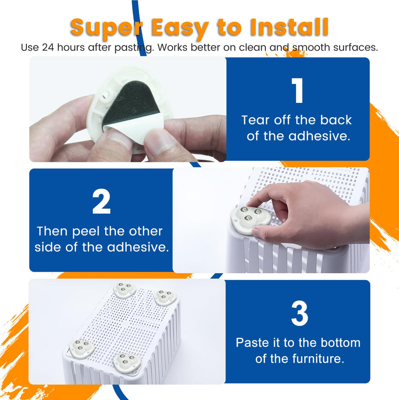 [Australia - AusPower] - Self Adhesive Caster Wheels - 360° Swivel Universal Wheel, Mini Roller Ball Transfer Bearing for Small Kitchen Appliances, Storage Box, Trash Can (with 3 Ball Bearings, White, 8 PCS) White - 8 PCS With 3 ball bearings 