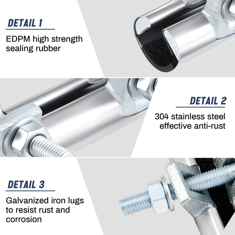 Hicarer 2 Pcs 1/2 Inch Pipe Repair Clamp with Single Bolt Stainless Steel Clamps Copper Pipe Repair Kit(Stylish,6 Inches Length) Stylish 6 Inches Length