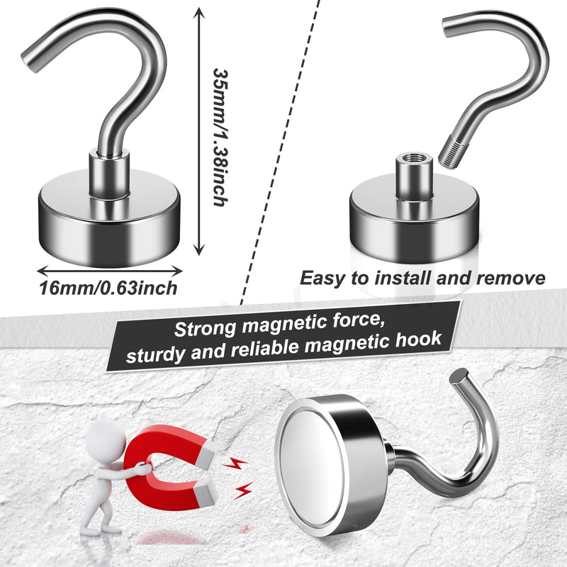 [Australia - AusPower] - FINDMAG 12 Pack 25 LBS Magnetic Hooks Neodymium Magnet Hooks for Hanging, Magnets with Hook Strong Magnetic Hooks for Bathroom, Kitchen, Towel, Office, Garage Silver 