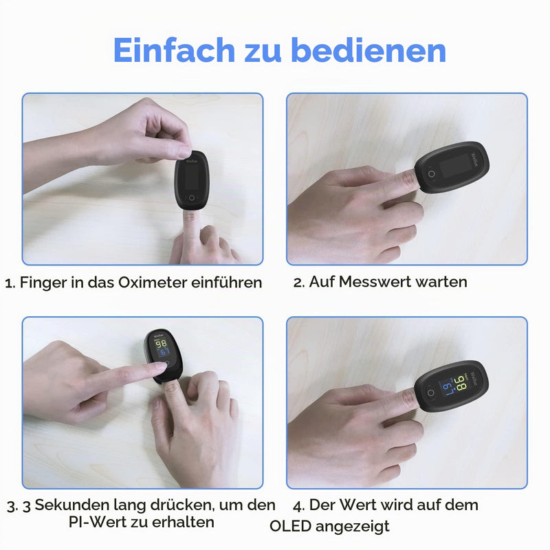 Wellue Pulse Oximeter, Blood Oxygen Monitor Finger, Fingertip Pulse Oximeter for Adult Children, SP O2 PI Level and Heart Rate Monitor