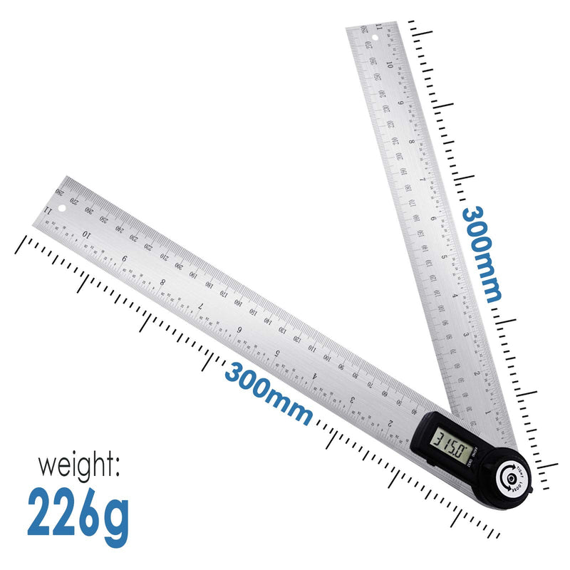 [Australia - AusPower] - Stainless Steel Digital Angle Ruler Gauge Finder Meter Protractor Measure Metric and Imperial Scale for Automobile constructions Boating Woodworking (Stainless Steel Ruler) 