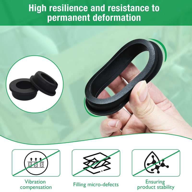 [Australia - AusPower] - EASYEAH 65 Pack Top Hat Rubber Grommets for Wiring Assortment Kit Waterproof Wire Grommets Automotive, Firewall Silicone Plug for Holes, Vinyl Tubing in Hydroponic and Irrigation Systems, 5 Sizes Black #5 sizes, 65 pcs 