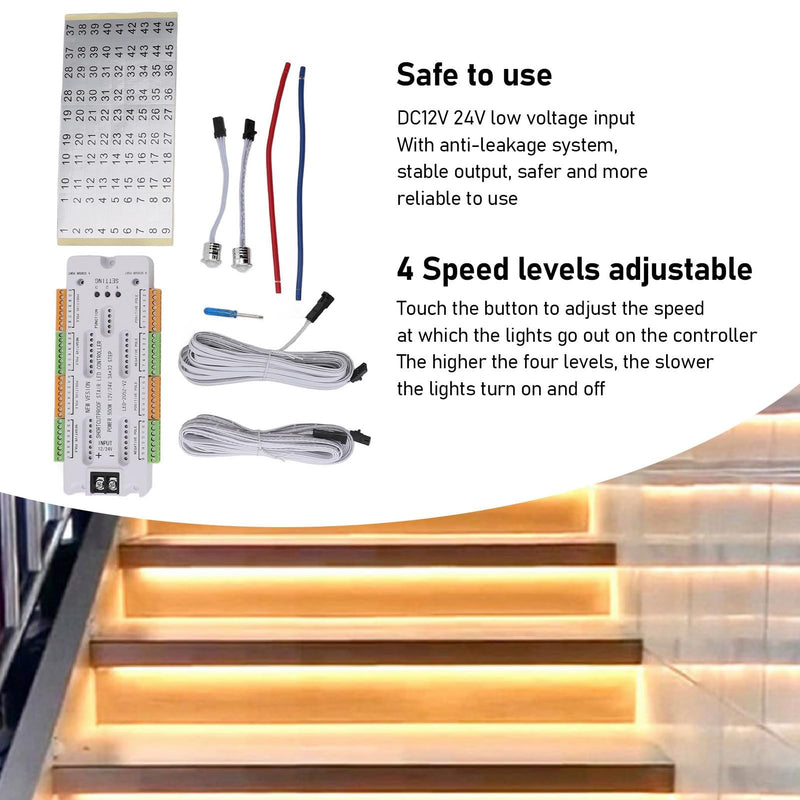 [Australia - AusPower] - 32 Channel Motion Sensor LED Stair Light Controller, Intelligent Automatic Cascaded Stair Ladder, Step Light Controller for Stair Light 