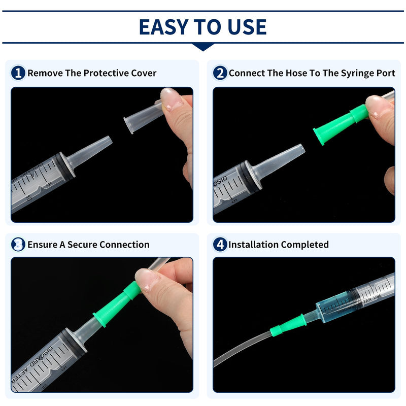 Pack of 8 Syringes, 20 ml, with Hose 15 cm, Large, Leak Protection, PP | Syringe with Lid, Needle, Reusable, Transparent, for Scientific Laboratories, for Measuring Liquids 20ml
