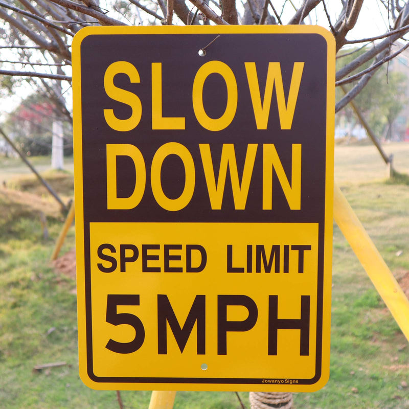 Slow Down Speed Limit 5 MPH Sign,Traffic Sign,17 x 12 inches,Reflective Aluminum,UV Protected,Weather Resistant,Waterproof,Durable Ink,Outdoor Use,Easy to Mount(2 Pack) SLD5/2pcs