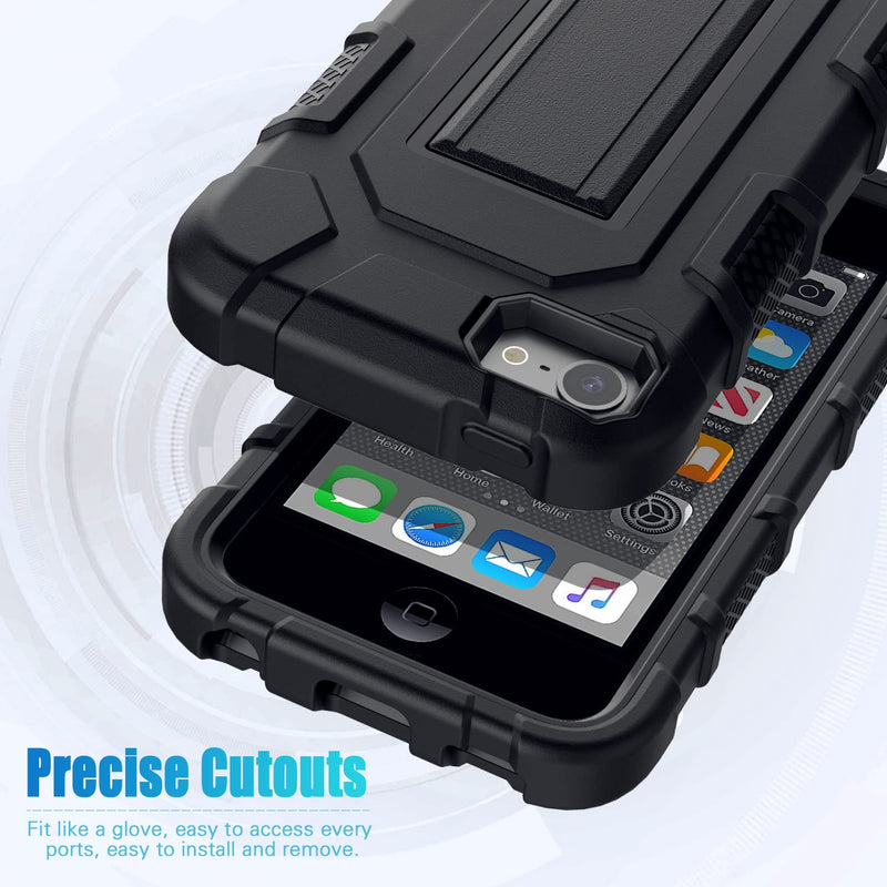 [Australia - AusPower] - iPod Touch 7th / 6th / 5th Generation Case Heavy Duty Shockproof Rugged Cover for Apple iPod Touch 7/6/5 Generation Case Black 