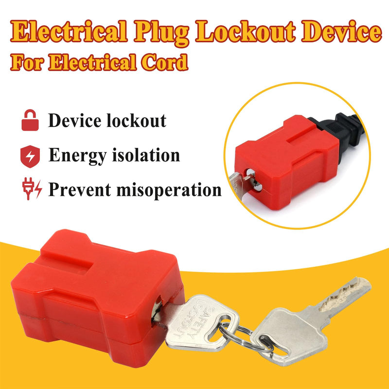 [Australia - AusPower] - 7397 Electrical Plug Lockout Device with 2 Keys, Fits for Standard 2&3 Pronged Plugs, Safety Assurance Device 1 