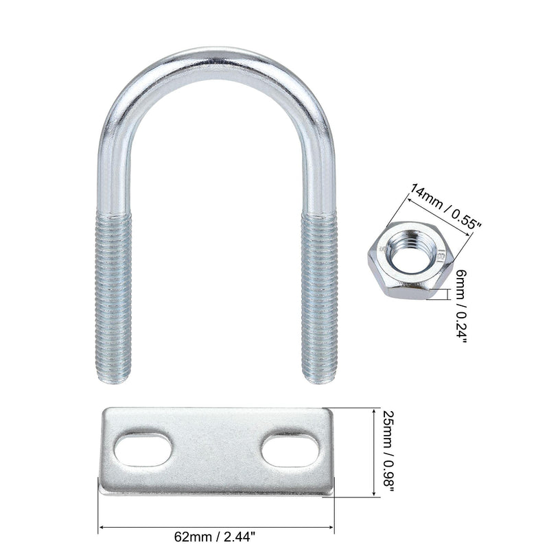 [Australia - AusPower] - uxcell Round U-Bolts 4 Sets 1.38"(35mm) Inner Width 75mm Length Steel M8 with Nut, Plate M8x35mmx75mm 