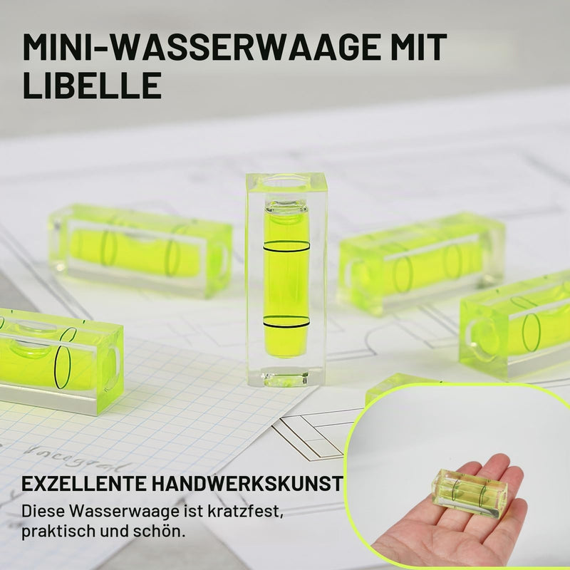 Pack of 6 Mini Spirit Level, Spirit Level 15 x 15 x 40 mm, Mini Spirit Level for Camping, Caravans, Cameras, Stationary Pictures and More, Mini Spirit Level Made of Acrylic