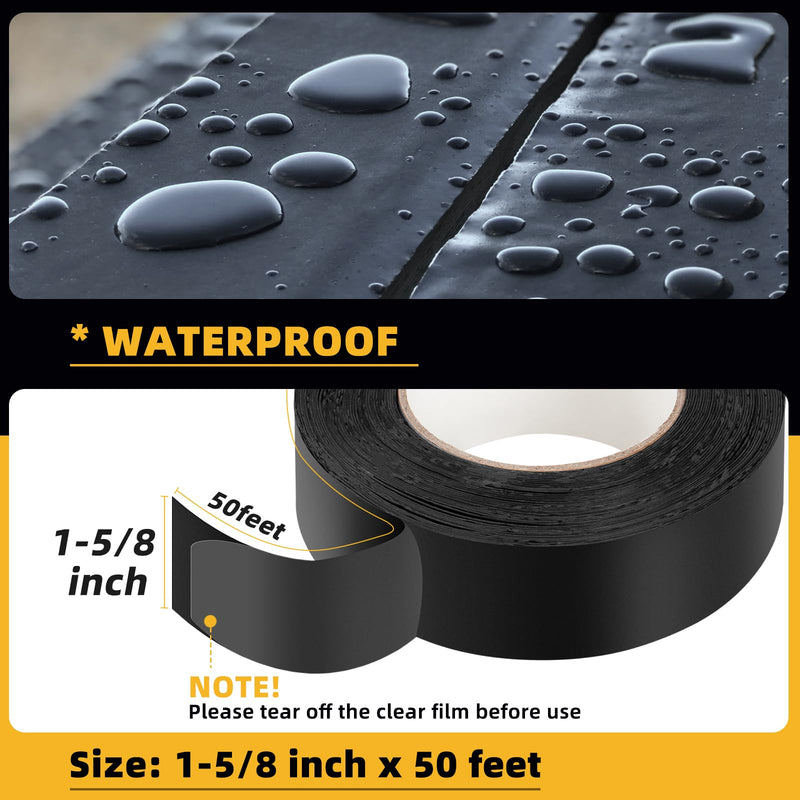 12 Pack Joist Tape for Decking 1-5/8" x 50' Weather-Resistant Butyl Joist Tape, Self Adhesive Deck Flashing Tape for Wood Decks Beams Roof, 1-5/8 inch x 50 feet 12 1-5/8" x 50'