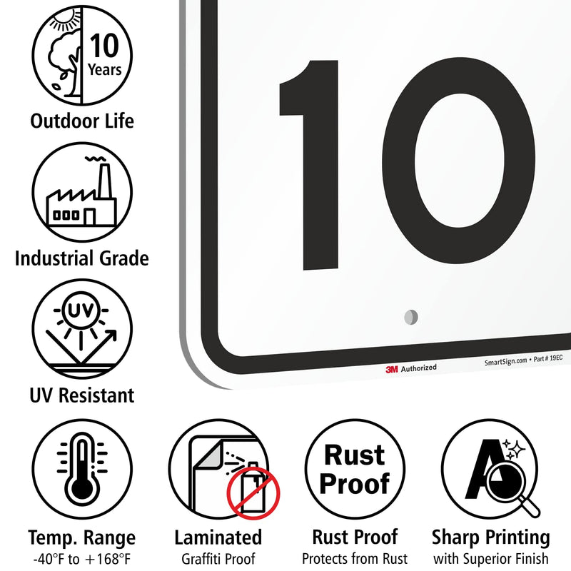 SmartSign-K-2081-EG "Speed Limit 10 MPH" Sign | 12" x 18" 3M Engineer Grade Reflective Aluminum 12" x 18" EG Reflective Aluminum
