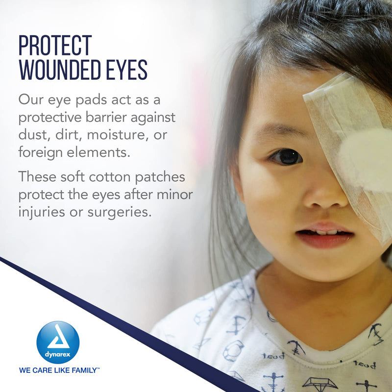 [Australia - AusPower] - Dynarex Sterile Oval Eye Pads - Individually Wrapped Cotton Patches with Mesh Covering - Single Use, Comfortable, Absorbent Sterile Pads for Eyes - 2.63x1.63", 1 Box of 50 