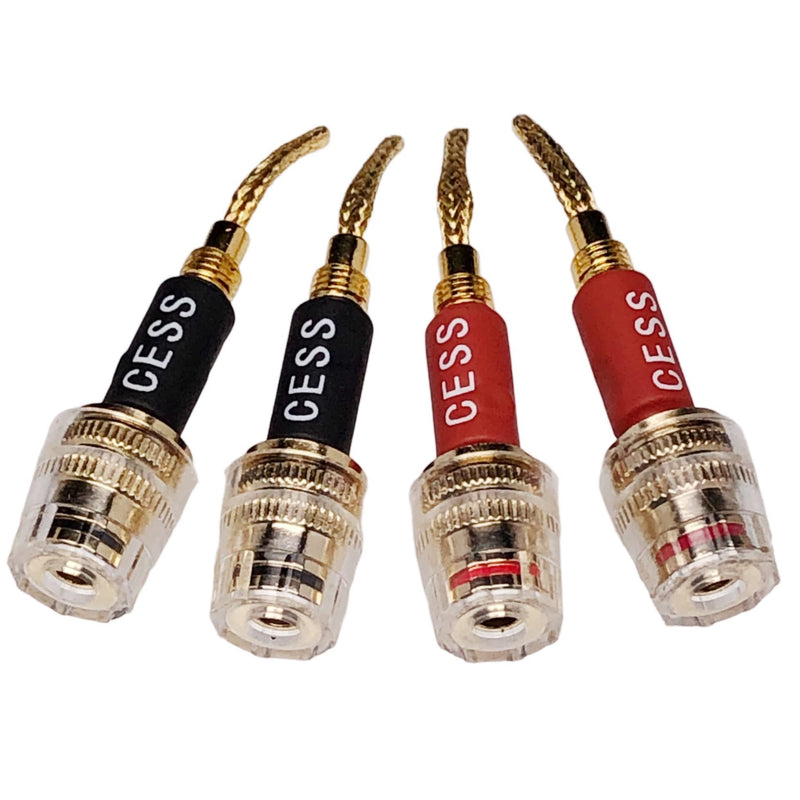 [Australia - AusPower] - CESS-220 Pin Banana Plug to 4mm Female Banana Jack/Speaker Wire, 4 Pack (Braided-Type to 4mm) Braided-type to 4mm 