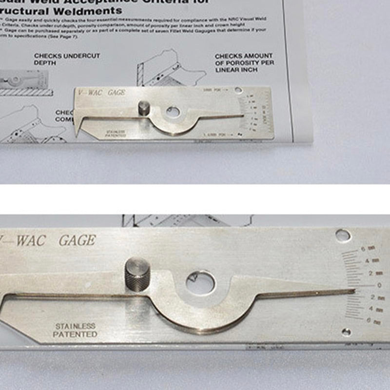 [Australia - AusPower] - Set of 3 Gauge Kit, HI-LO Stainless Steel Welding Gauge + V-WAC Biting Edge Weld Gage + MG-8 Bridge Cam Gage, Weld Gauge Inspection Kit Welding Measuring Tools 