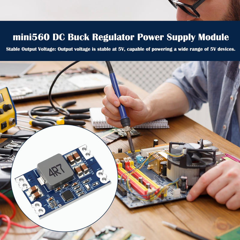 [Australia - AusPower] - 6 x DC-DC Step Down Converter, 5 V Output, Step Down Converter, Mini 560, High Efficiency and Stability, Voltage Regulator Adjustable, Suitable for Industrial Patch Use 