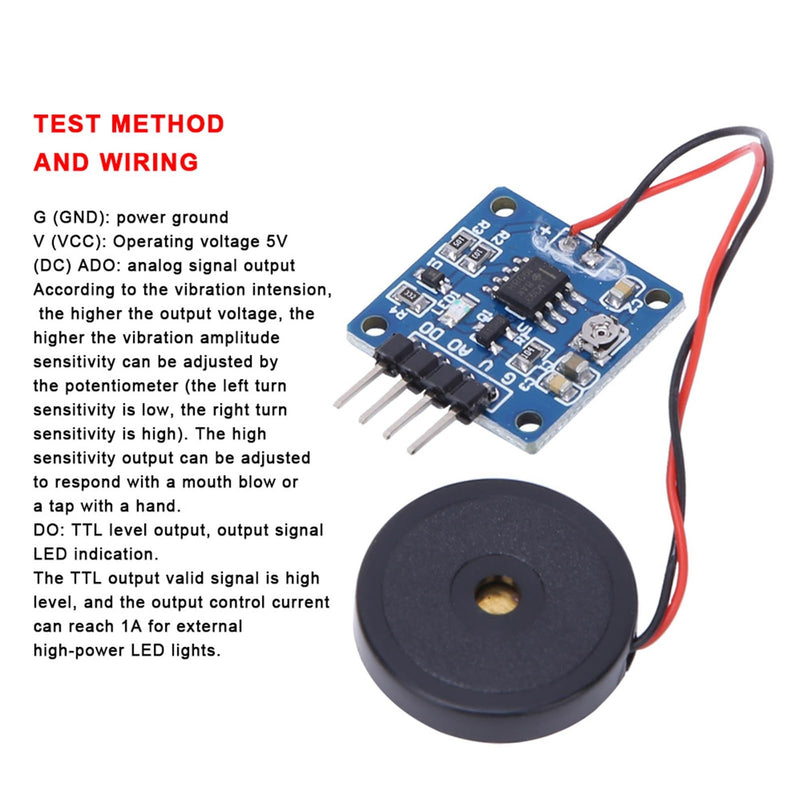 [Australia - AusPower] - 2 PCS Piezoelectric Vibration Sensor Module 5V DC AD/DO Output Adjustable Sensitivity for Electronic Drums and DIY Robotics Projects 20x20mm 