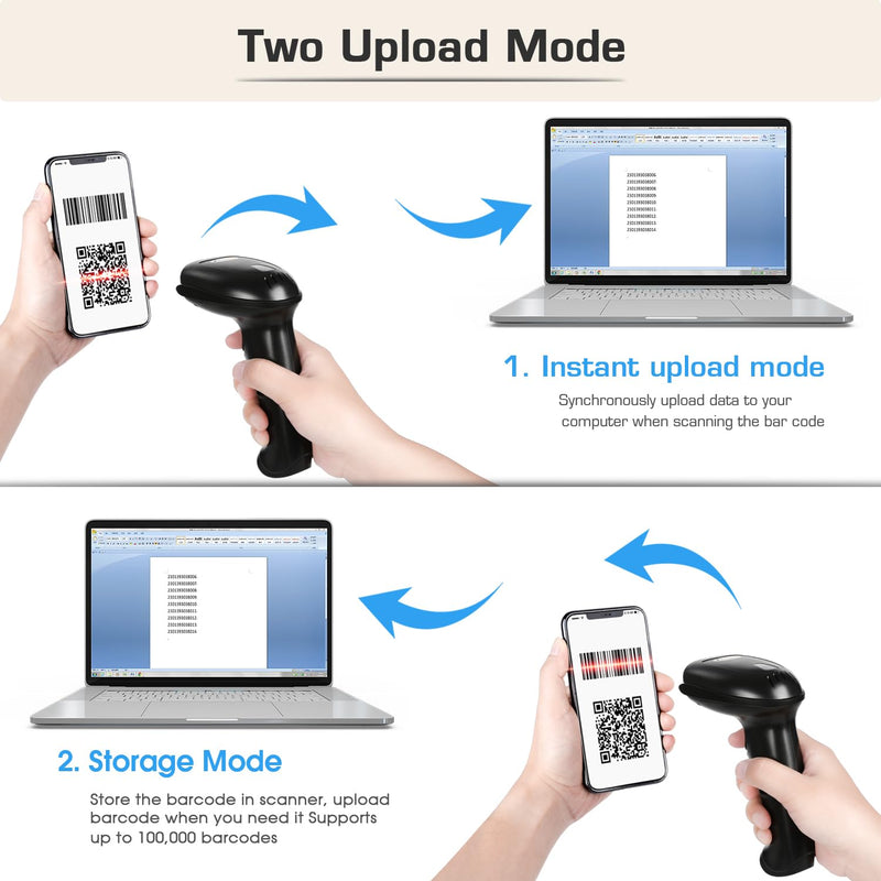 [Australia - AusPower] - WoneNice Wireless Barcode Scanner, 2D QR Handheld Scanner for iOS Mac Windows, Plug and Play USB Cordless 1D Barcode Reader for Retail Store Warehouse Inventory 