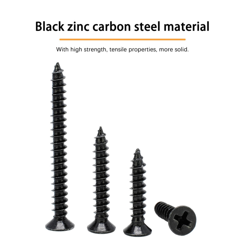 [Australia - AusPower] - #10 X 1" Black Screw,Flat Head Phillips Wood Screw, Electroplating Black Carbon Steel, 10 X 1-Inch, 75Pcs #10 x 1" Black Zinc Plated Screws 