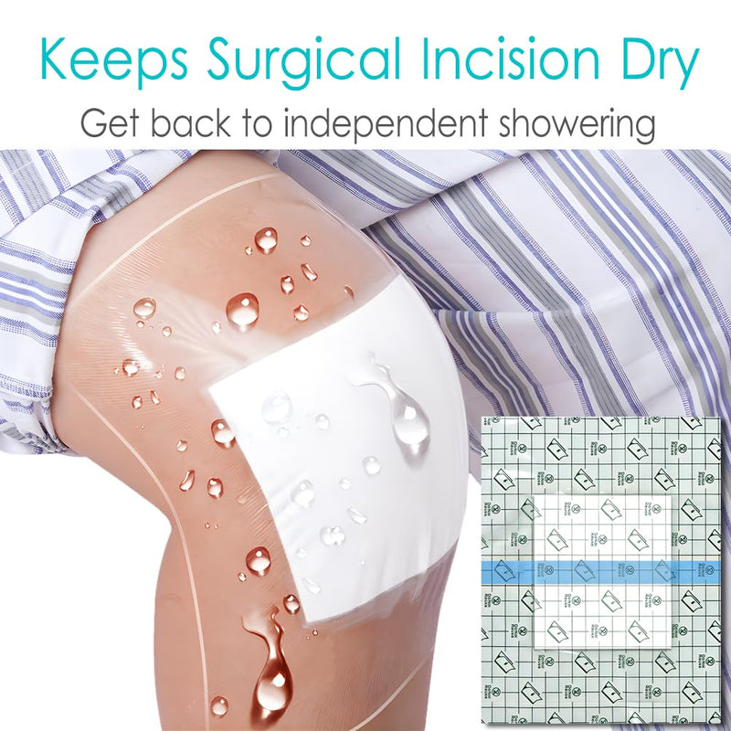 7 Pcs Waterproof Shower Cover 10"x12" with Non-Stick Center Pad for Large Port Surgery Incisions Protector Patch Transparent Film Clear Adhesive Wounds Dressing Bandage Shields 10x12 Inch (Pack of 7)