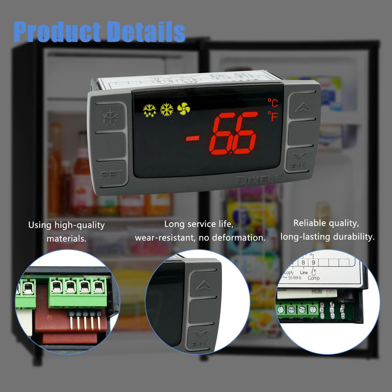 [Australia - AusPower] - XR02CX-4N1F1 Dixell Temperature Controllers Refrigerator Digital Thermostat Controller for Fridges Freezers Heating Appliances 120V/50-60Hz with 1 NTC Probe 