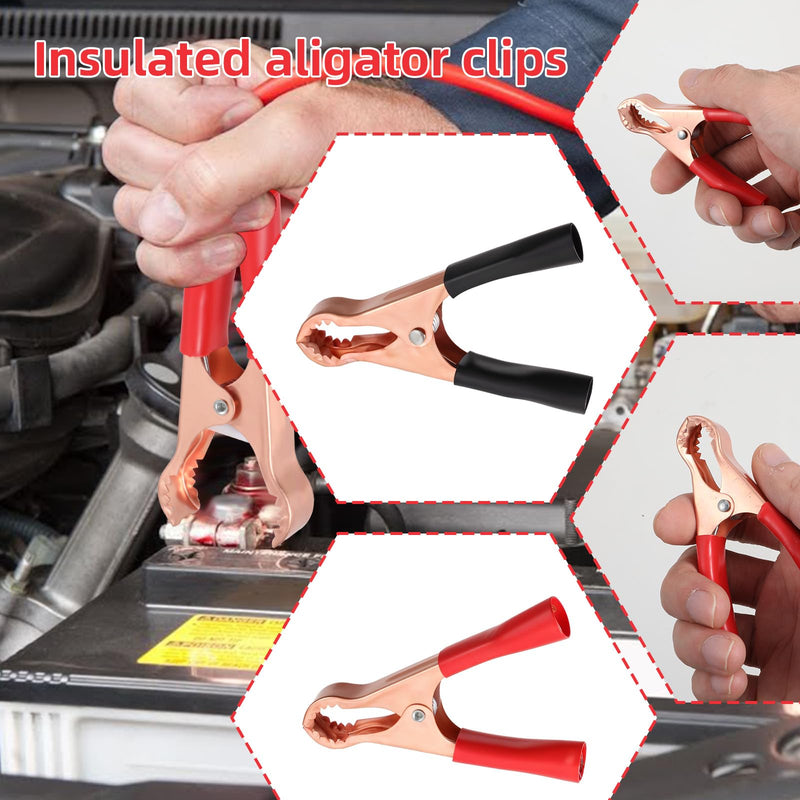 [Australia - AusPower] - 6 Pcs 50A Insulated Alligator Clips Metal Alligator Clips Black & Red Heavy Duty Battery Charger Clamps Metal Spring Clips for Loading Truck Car Battery Electric Test 