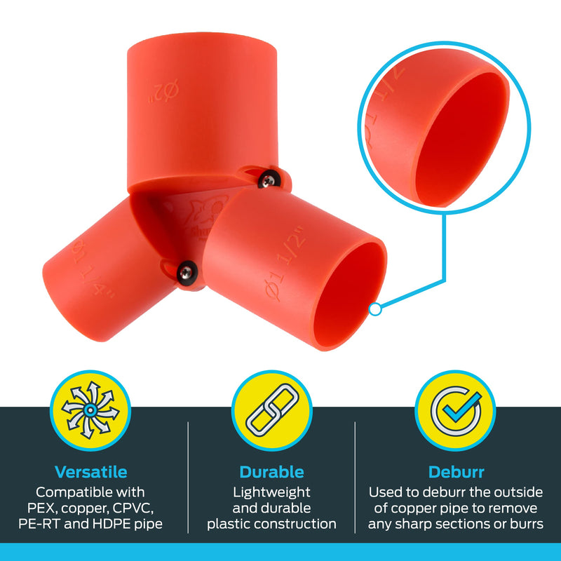 SharkBite 1-1/4 to 2 Inch Depth Gauge and Pipe Deburring Tool, Copper, PEX, CPVC, PE-RT, HDPE, UXLG03 1-1/4 in. - 2 in.