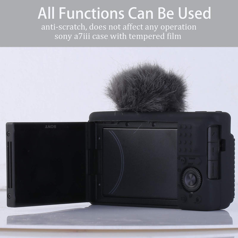 [Australia - AusPower] - Camera Case for Sony ZV-1, Sony ZV1 Camera Case Digital Camera Anti-Scratch Slim Fit Soft DSLR Camera Sleeve with ZV1 Screen Protector (Black) Black 
