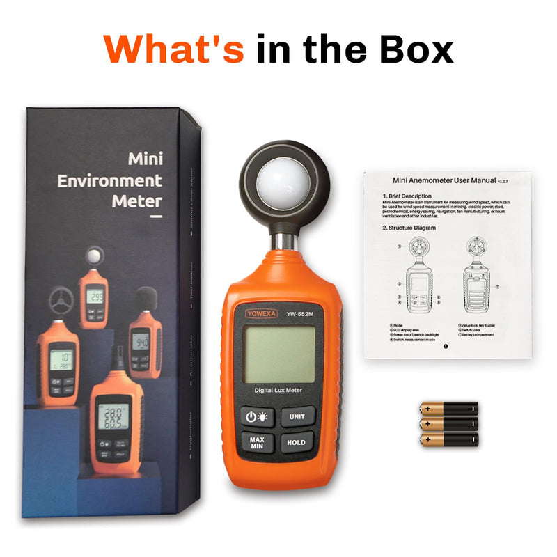 [Australia - AusPower] - YW-552M Light Meter, Digital Lux Meter 0~200,000 Lux(0~20,000 Fc) with Backlight, Max/Min, Data Hold, Foot Candle & Lux Unit Switch, for Photography, Plants, Office, and Indoor Lighting 